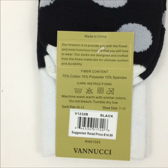 Vannucci Polka dots socks Black White - Picture 3 of 3